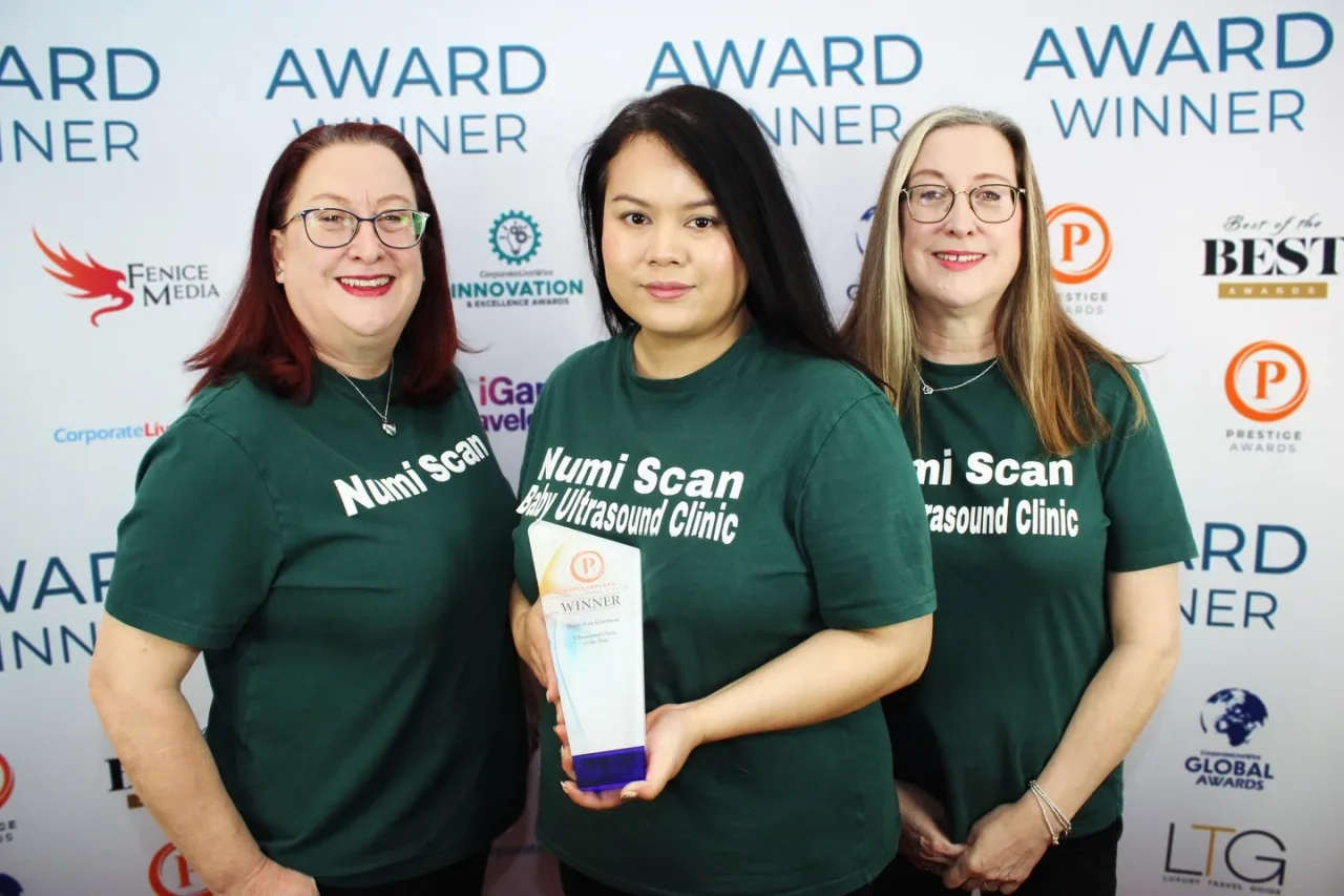 The Numi Scan team holding their Best Ultrasound Clinic award at the North East Prestige Awards